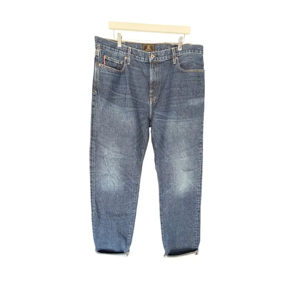 Flint and Tinder Selvedge Straight Fit Jeans Dark Wash Made in USA 38x34 Utility